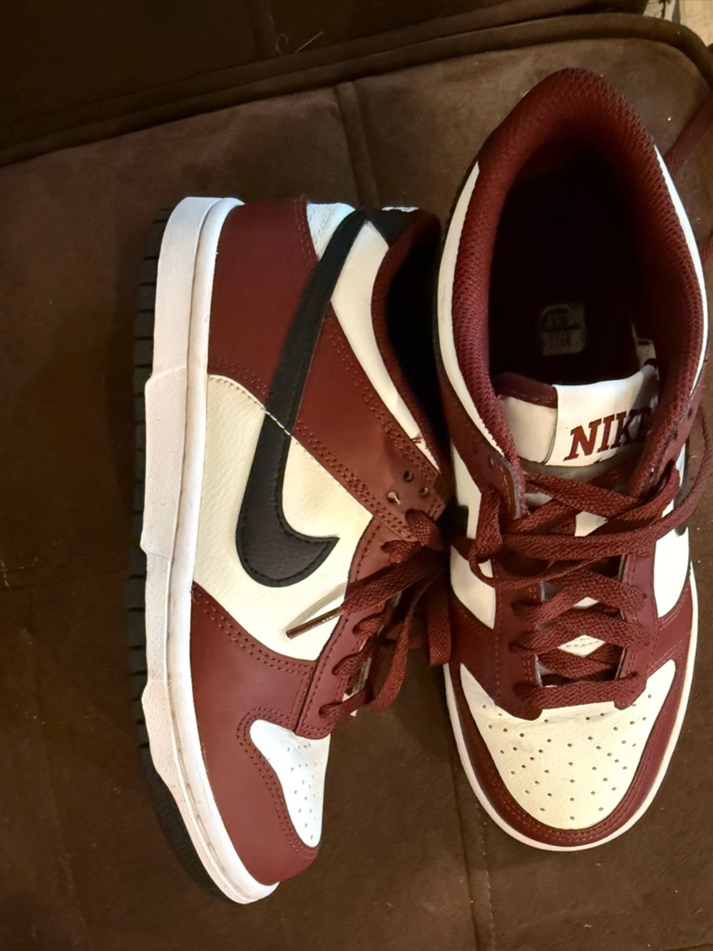 Nike youth 5.5 or women’s 7 Dunk Low Sneakers - Maroon/White/Black